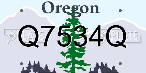 Q7534Q Oregon License Plate