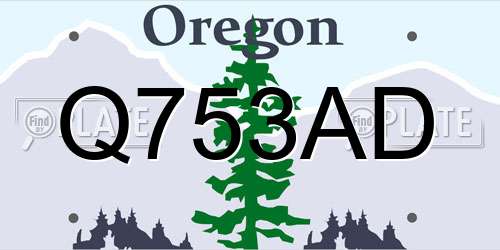 Q753AD Oregon License Plate
