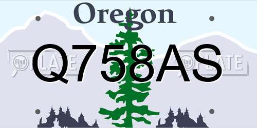 Q758AS Oregon License Plate
