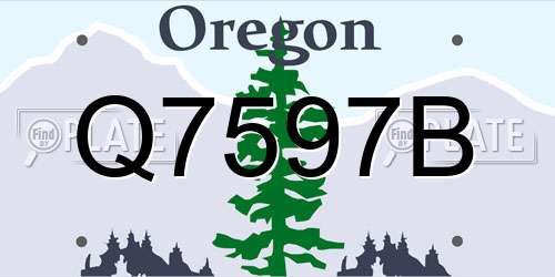 Q7597B Oregon License Plate