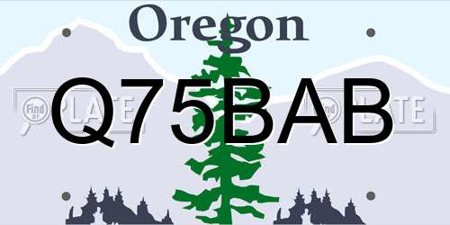 Q75BAB Oregon License Plate