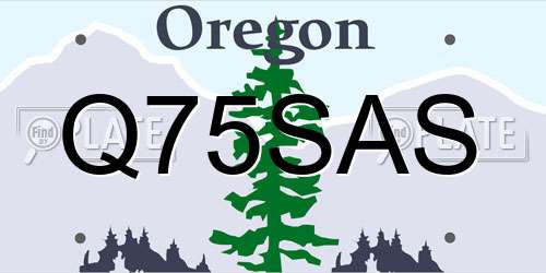 Q75SAS Oregon License Plate