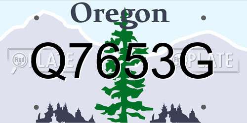 Q7653G Oregon License Plate