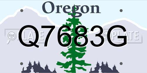 Q7683G Oregon License Plate