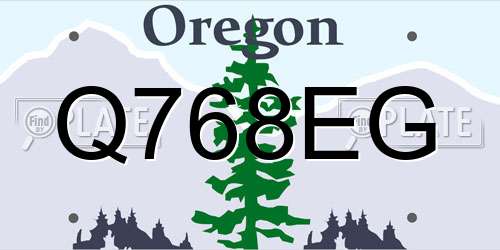 Q768EG Oregon License Plate