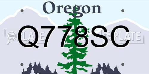 Q778SC Oregon License Plate