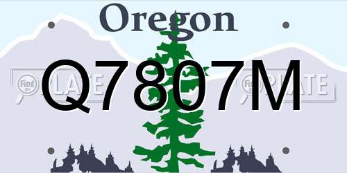 Q7807M Oregon License Plate