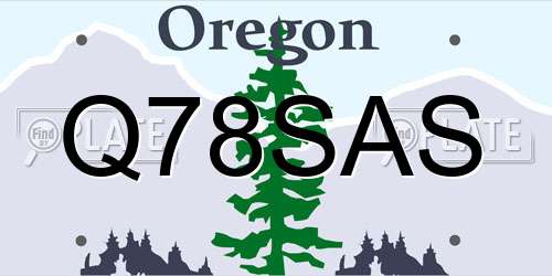 Q78SAS Oregon License Plate