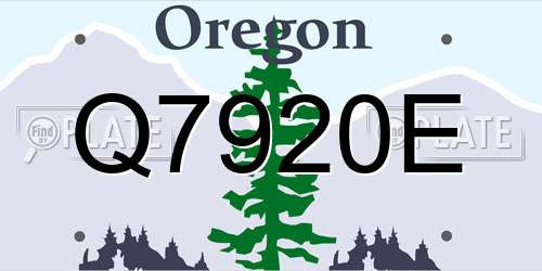 Q7920E Oregon License Plate