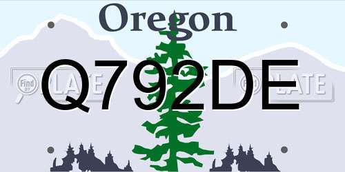 Q792DE Oregon License Plate