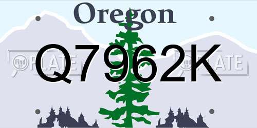 Q7962K Oregon License Plate