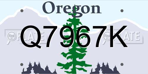 Q7967K Oregon License Plate