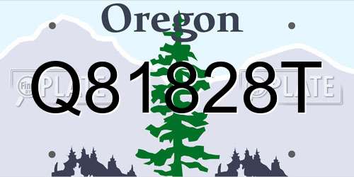Q81828T Oregon License Plate