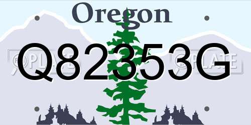 Q82353G Oregon License Plate