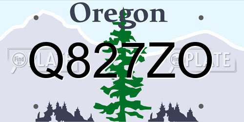 Q827ZO Oregon License Plate