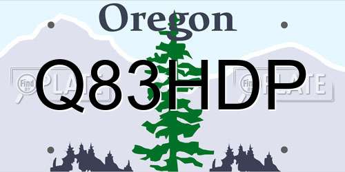 Q83HDP Oregon License Plate