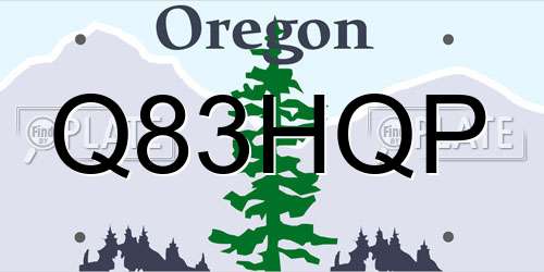 Q83HQP Oregon License Plate