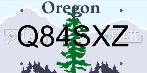 Q84SXZ Oregon License Plate