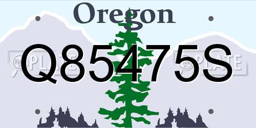 Q85475S Oregon License Plate