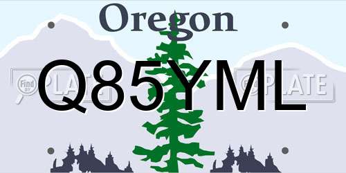 Q85YML Oregon License Plate