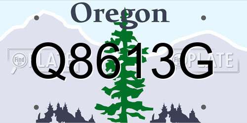 Q8613G Oregon License Plate