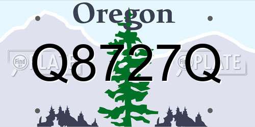 Q8727Q Oregon License Plate