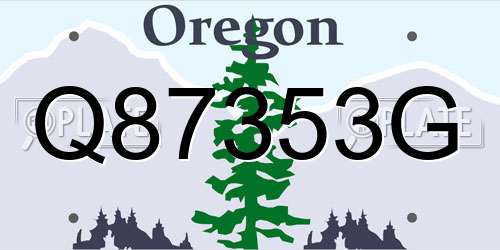 Q87353G Oregon License Plate