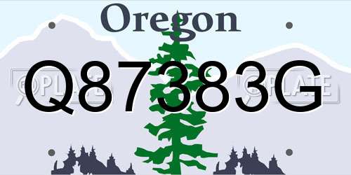 Q87383G Oregon License Plate