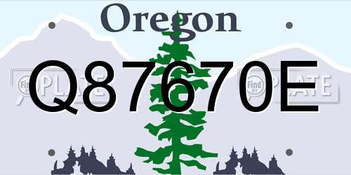 Q87670E Oregon License Plate