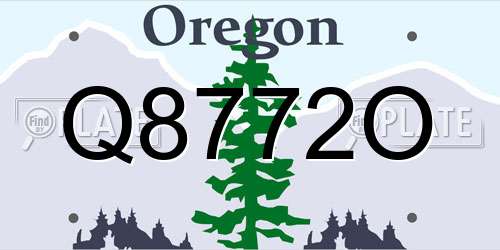 Q8772O Oregon License Plate