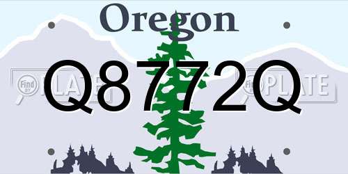 Q8772Q Oregon License Plate