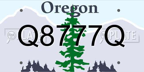 Q8777Q Oregon License Plate