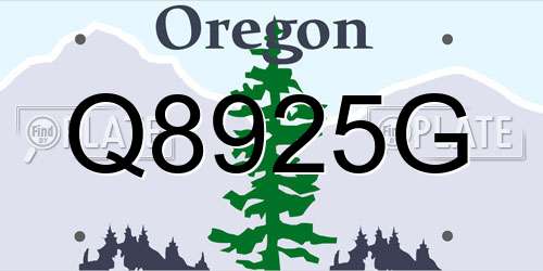 Q8925G Oregon License Plate