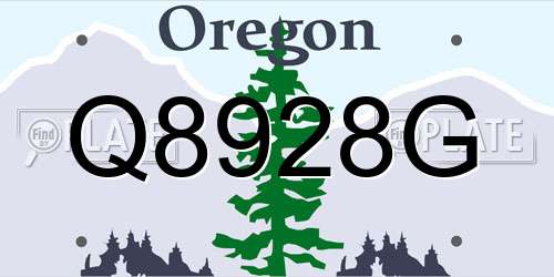 Q8928G Oregon License Plate