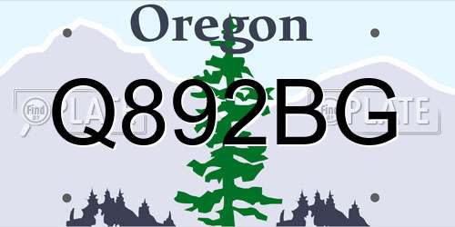 Q892BG Oregon License Plate
