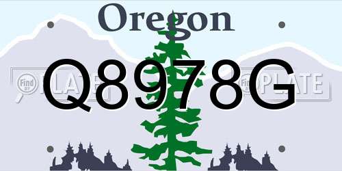 Q8978G Oregon License Plate