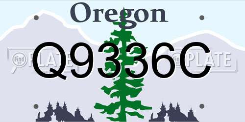 Q9336C Oregon License Plate