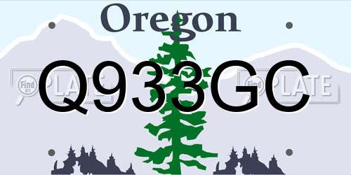 Q933GC Oregon License Plate