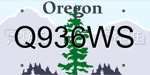 Q936WS Oregon License Plate
