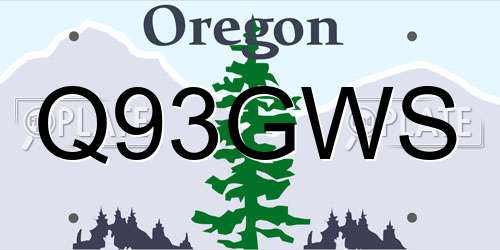 Q93GWS Oregon License Plate