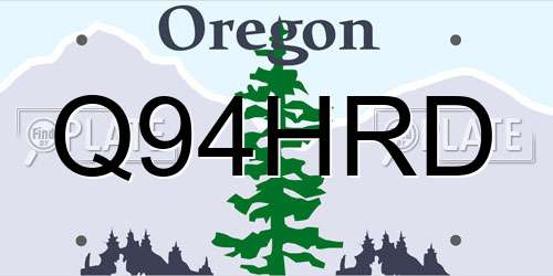 Q94HRD Oregon License Plate