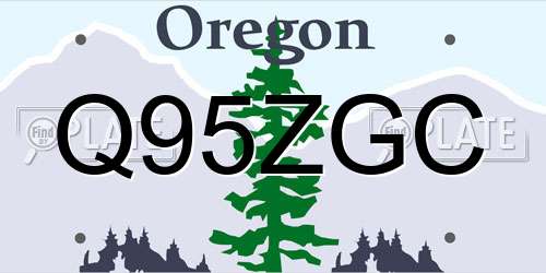 Q95ZGC Oregon License Plate