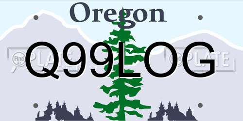 Q99LOG Oregon License Plate