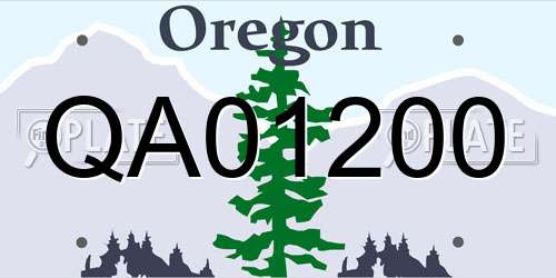 QA01200 Oregon License Plate