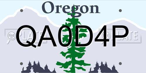 QA0D4P Oregon License Plate