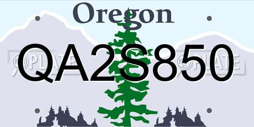 QA2S850 Oregon License Plate