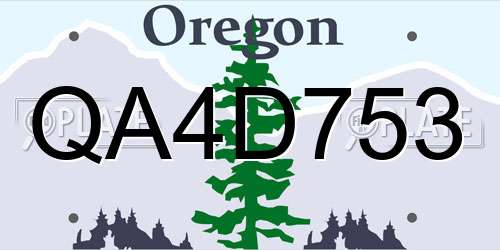 QA4D753 Oregon License Plate