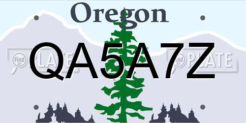QA5A7Z Oregon License Plate
