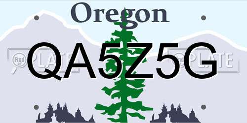 QA5Z5G Oregon License Plate