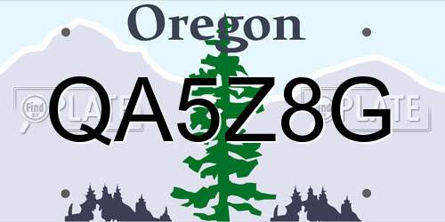 QA5Z8G Oregon License Plate